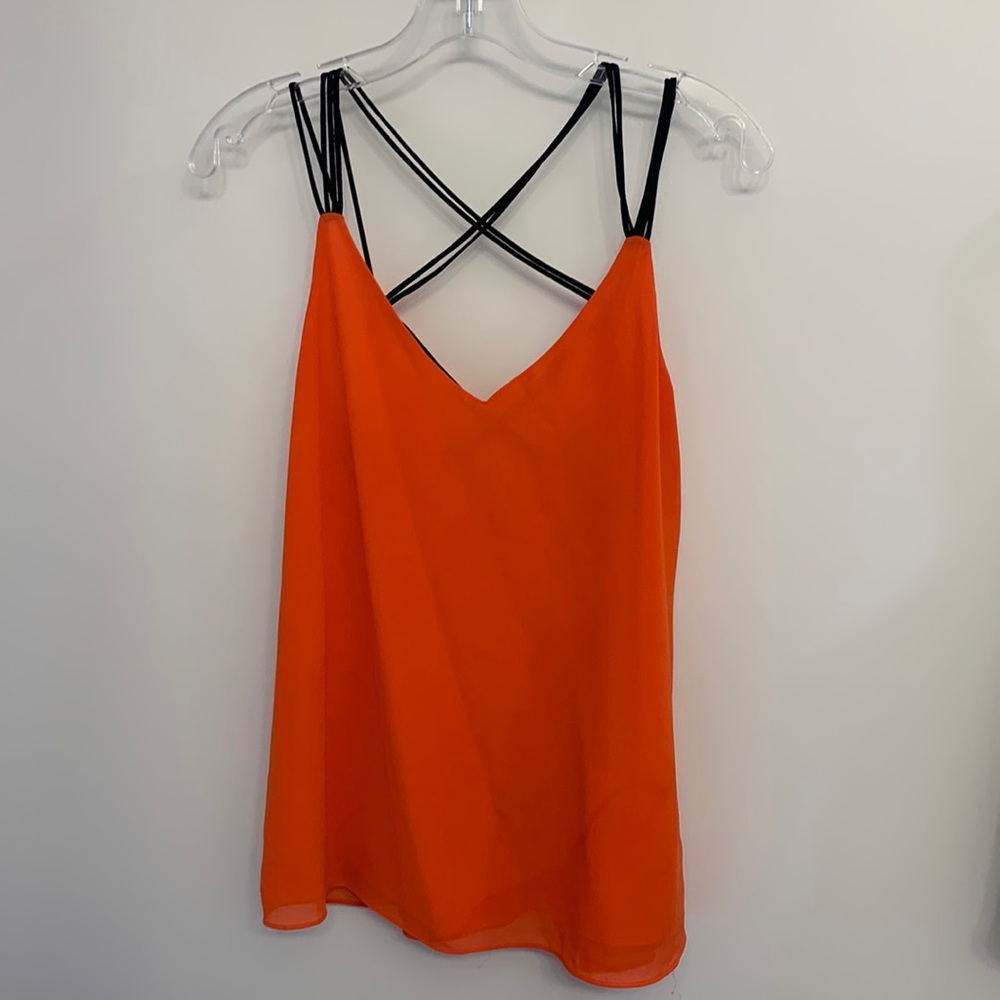 Fun strappy orange shirt, small